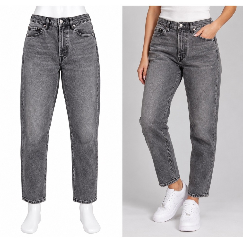 BDG Mom Jean Women 27 Grey High Rise Tapered Leg 100% Cotton Denim Pants Casual